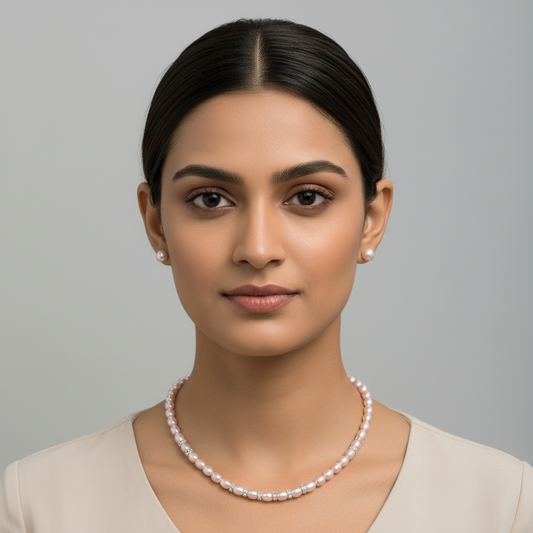 Natural Pink Oval Pearls set