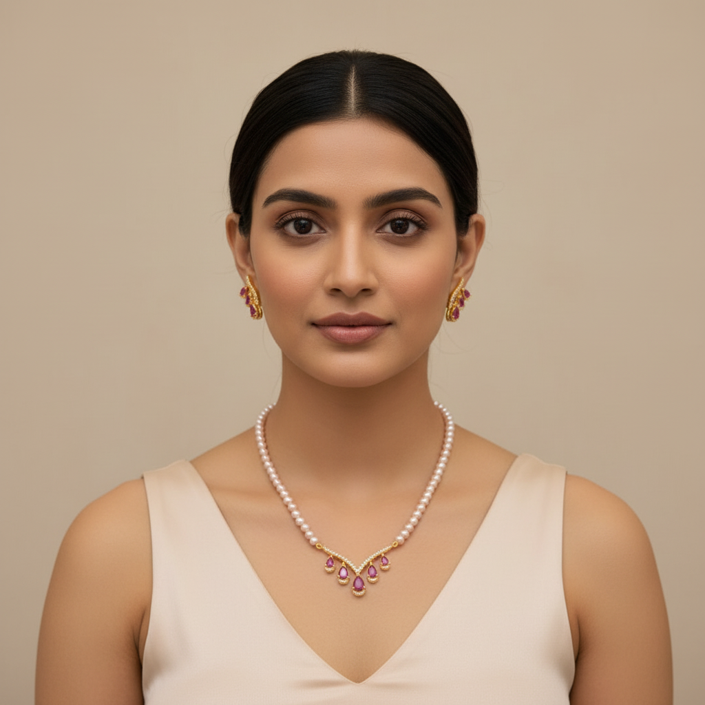 Trending Red Set Of Real Pearls