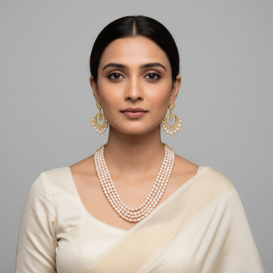 4 Layer Natural Pink Pearls Necklace