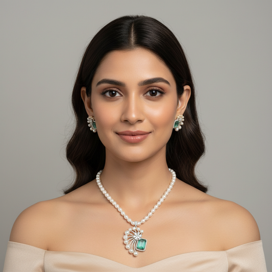 UNIQUE PEARLS SET [ Teal BLUE ]