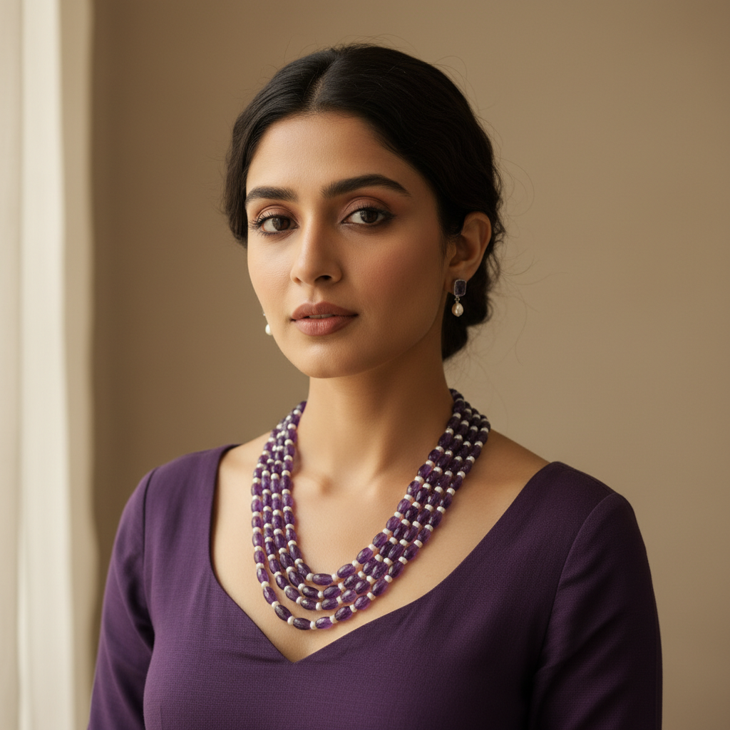 Amethyst & Real Pearls beautiful Combination