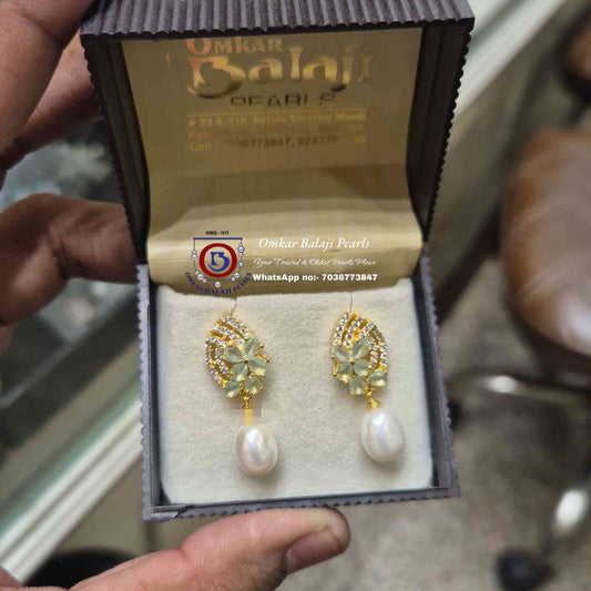 Pearls Earrings [ Teal Blue ]