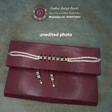 BLUE choker Set Of Real Pearls