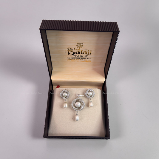 Silver Finish Locket & earrings