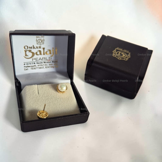 💛 Natural Pearl Stud Earrings – 8mm 💛