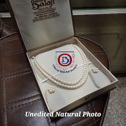 White Double Layer With Flower Studs