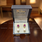 Pearls Earrings [ Red ]