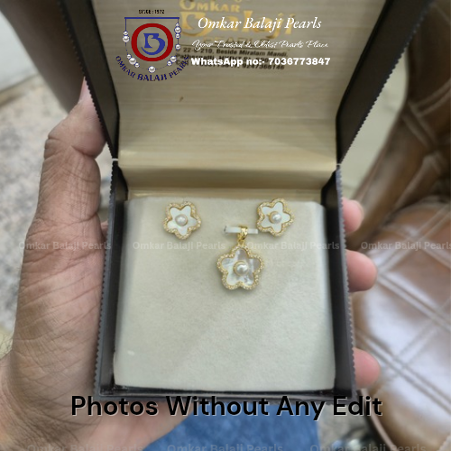 Elegant Locket Set Of Real Pearls