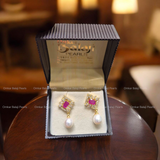 Pearls Earrings [ Red ]