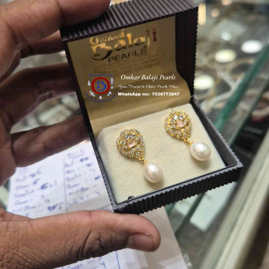 Pearls Earrings [ rose pink  ]