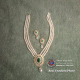 Exquisitely crafted 3-Line Real Pearl Short Necklace