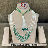 Exquisite Multi-Layer Real Pearl & Real Beryl Emerald Statement Mala