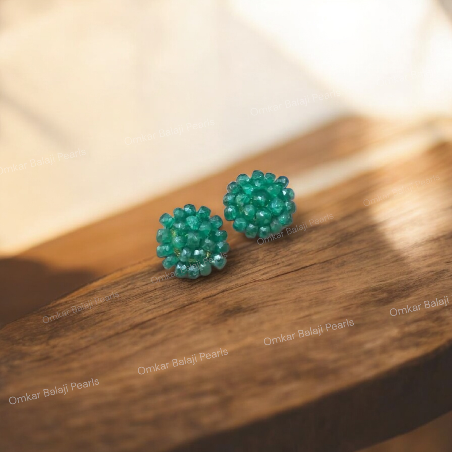 Beryl emerald flower Studs