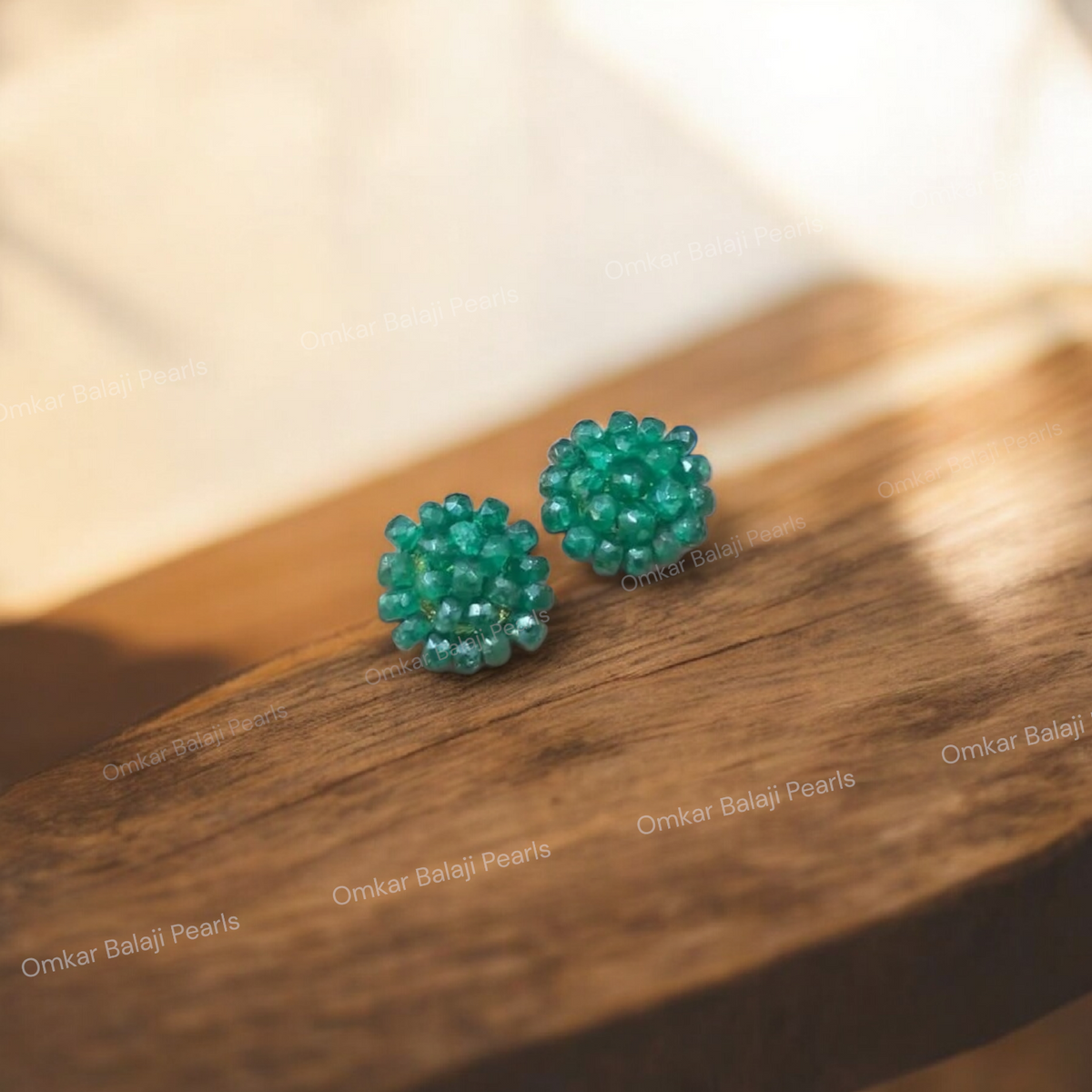 Beryl emerald flower Studs
