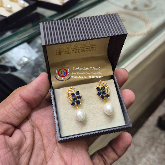 Pearls Earrings [ Blue ]