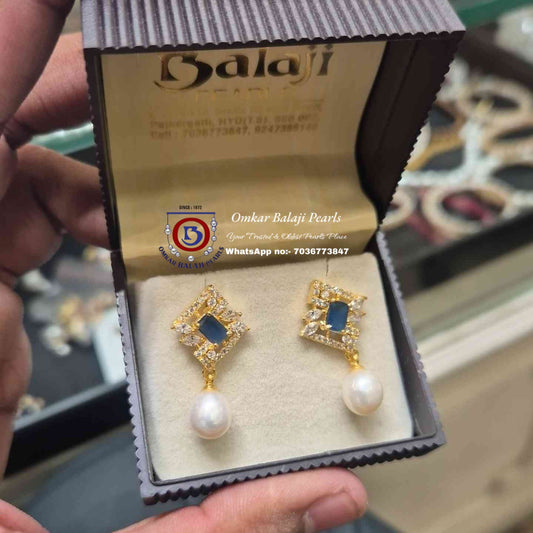 Pearls Earrings [ Blue ]