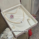 White Pearls Set with Flower Studs
