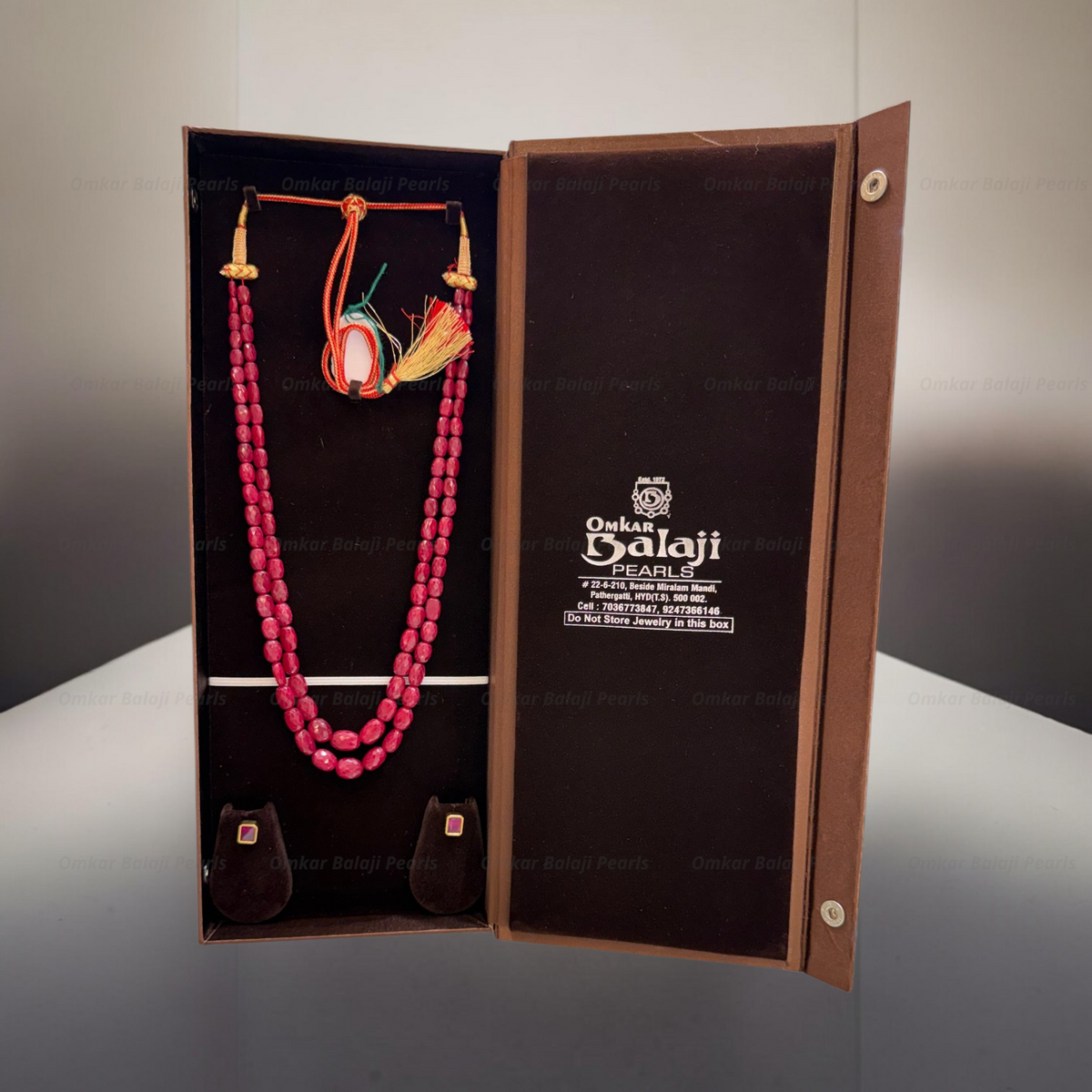 Exclusive 2-Line Ruby Necklace Set