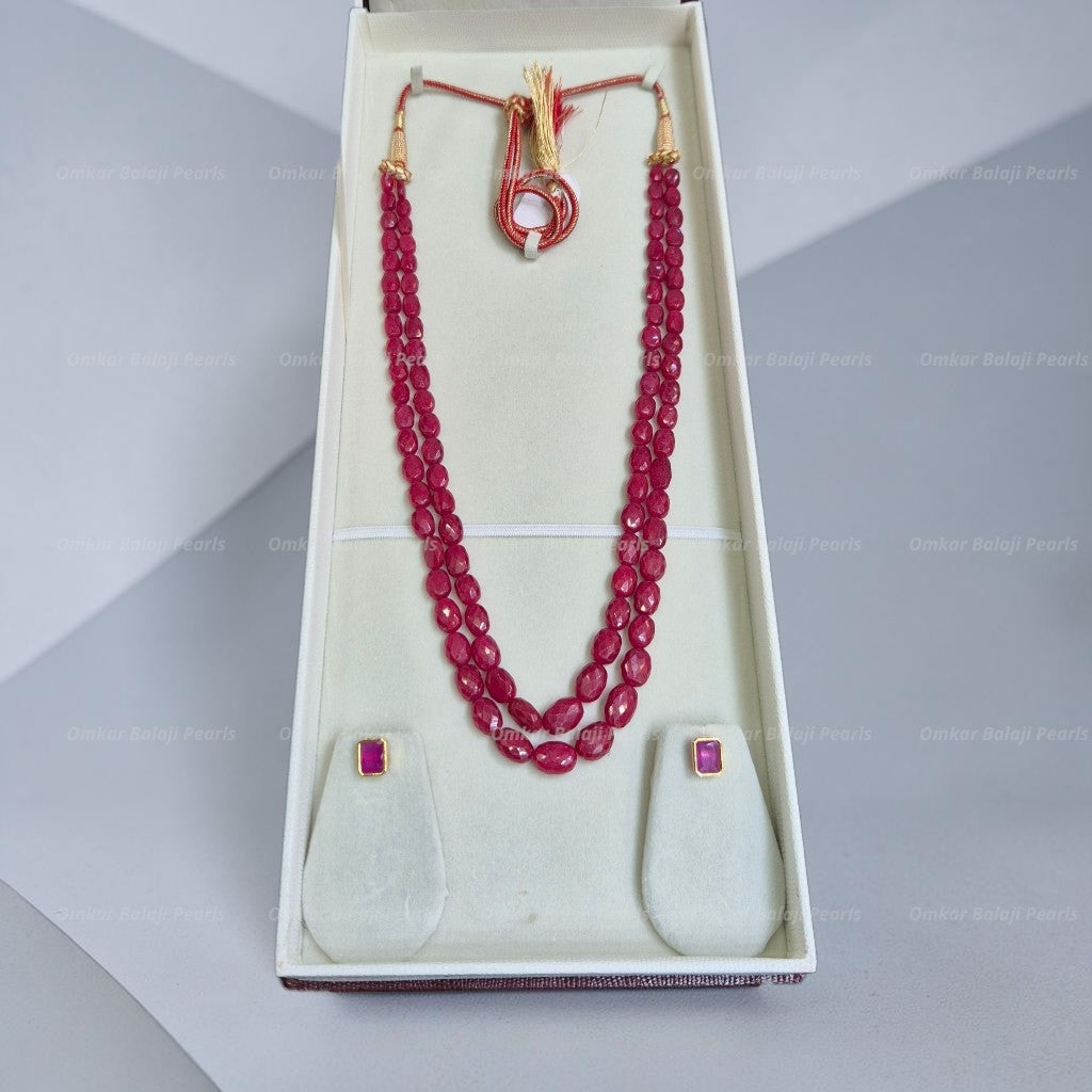 Exclusive 2-Line Ruby Necklace Set
