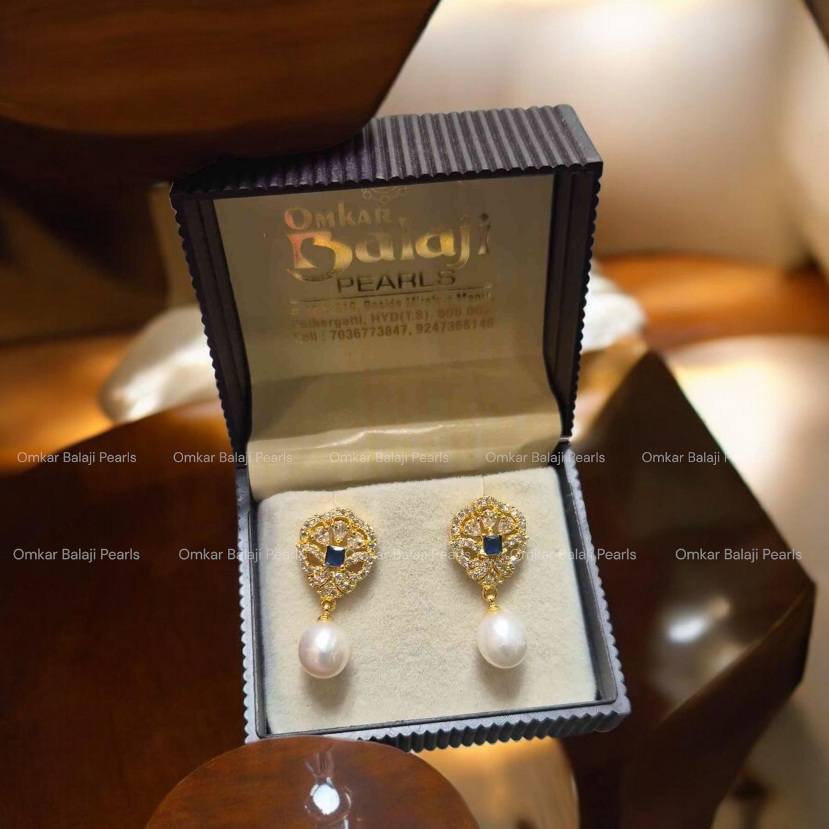 Pearls Earrings [ blue ]