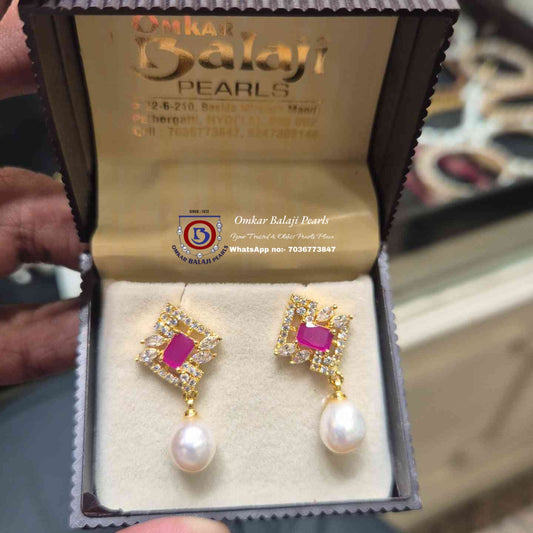 Pearls Earrings [ Red ]