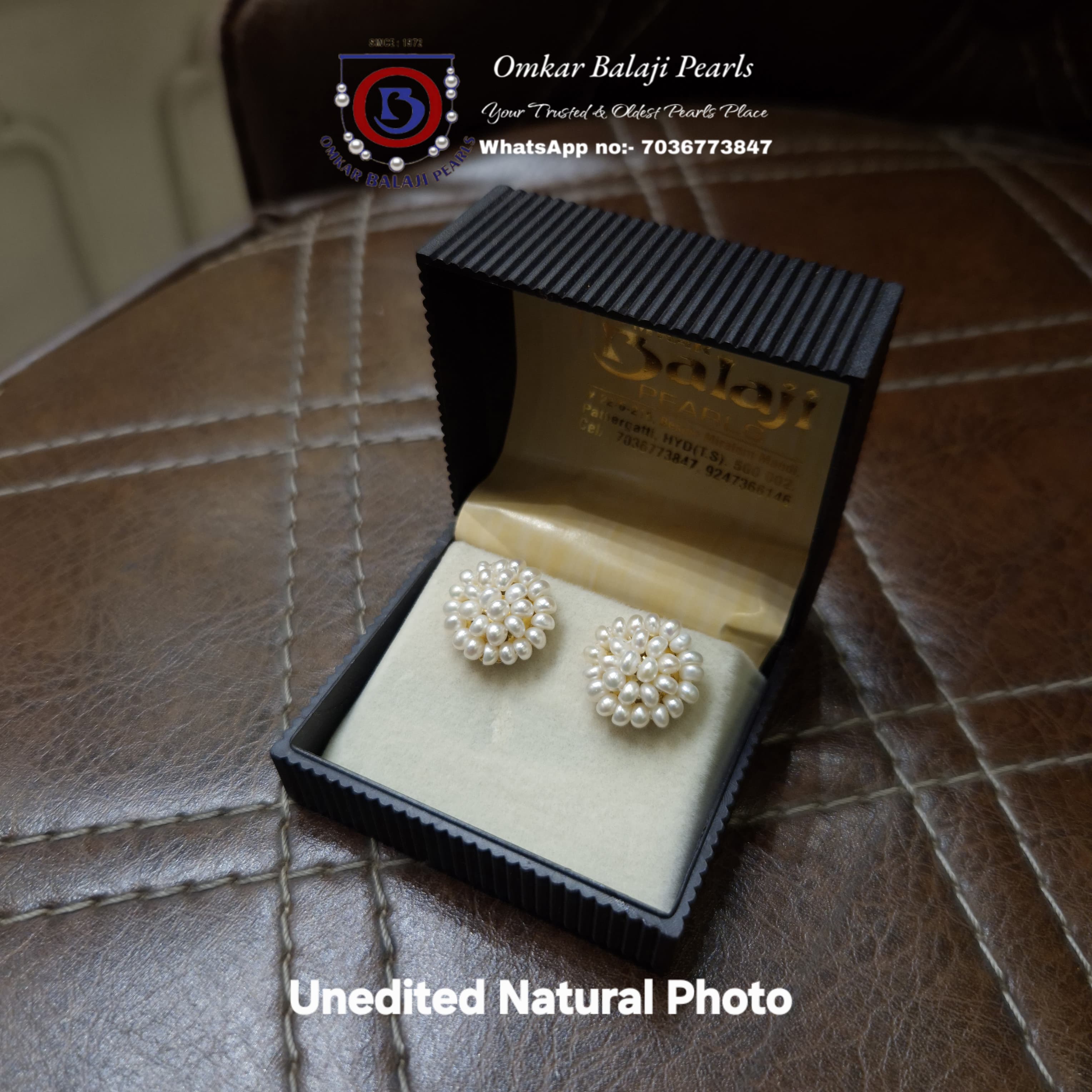 Floral Elegance: Hand-Stitched Real Pearl Studs