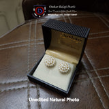 Floral Elegance: Hand-Stitched Real Pearl Studs