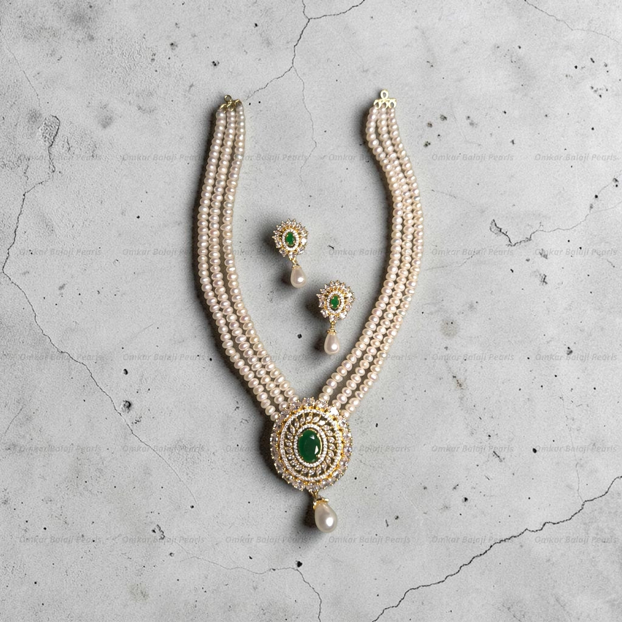 Exquisitely crafted 3-Line Real Pearl Short Necklace
