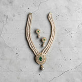 Exquisitely crafted 3-Line Real Pearl Short Necklace