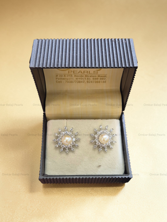 Sun Shaped Pearls Studs