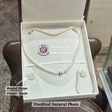 White Pearls Set with Flower Studs