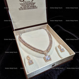 Royal Lavender Double Layer Real Pearl Set – Premium Corn-Shaped Pearls