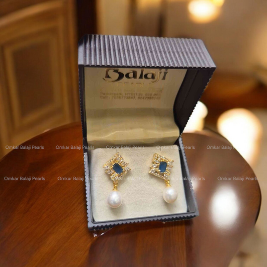 Pearls Earrings [ Blue ]