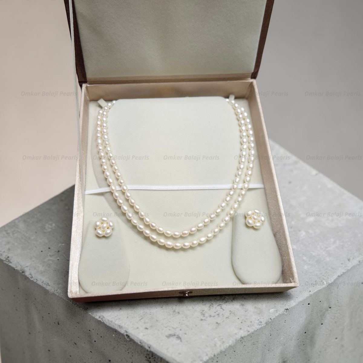 White Double Layer With Flower Studs