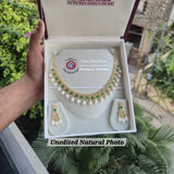 Green onyx & Real Pearls Necklace set