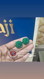 Beryl emerald flower Studs
