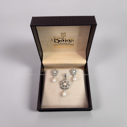 Silver Finish Locket & earrings