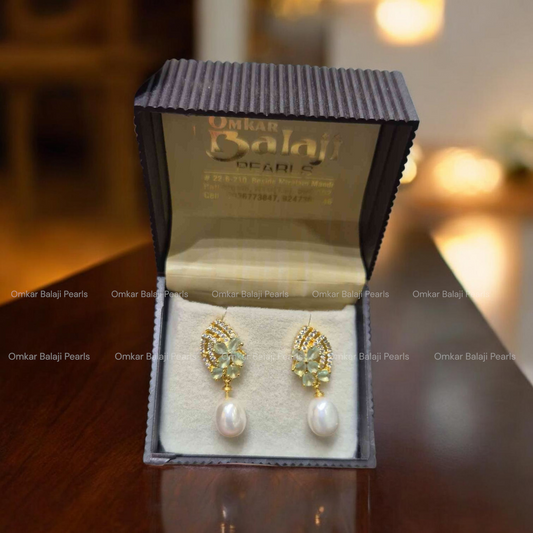 Pearls Earrings [ Teal Blue ]