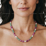 Elegant Multi-Gemstone & Pearl Mala Necklace