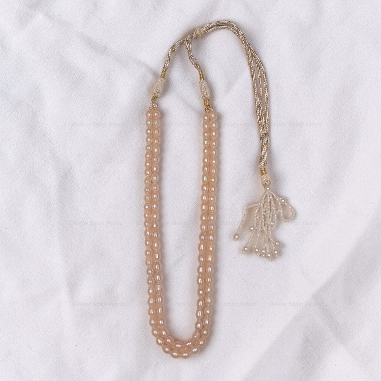 2-Layer Real Pearl Mala [Peach]