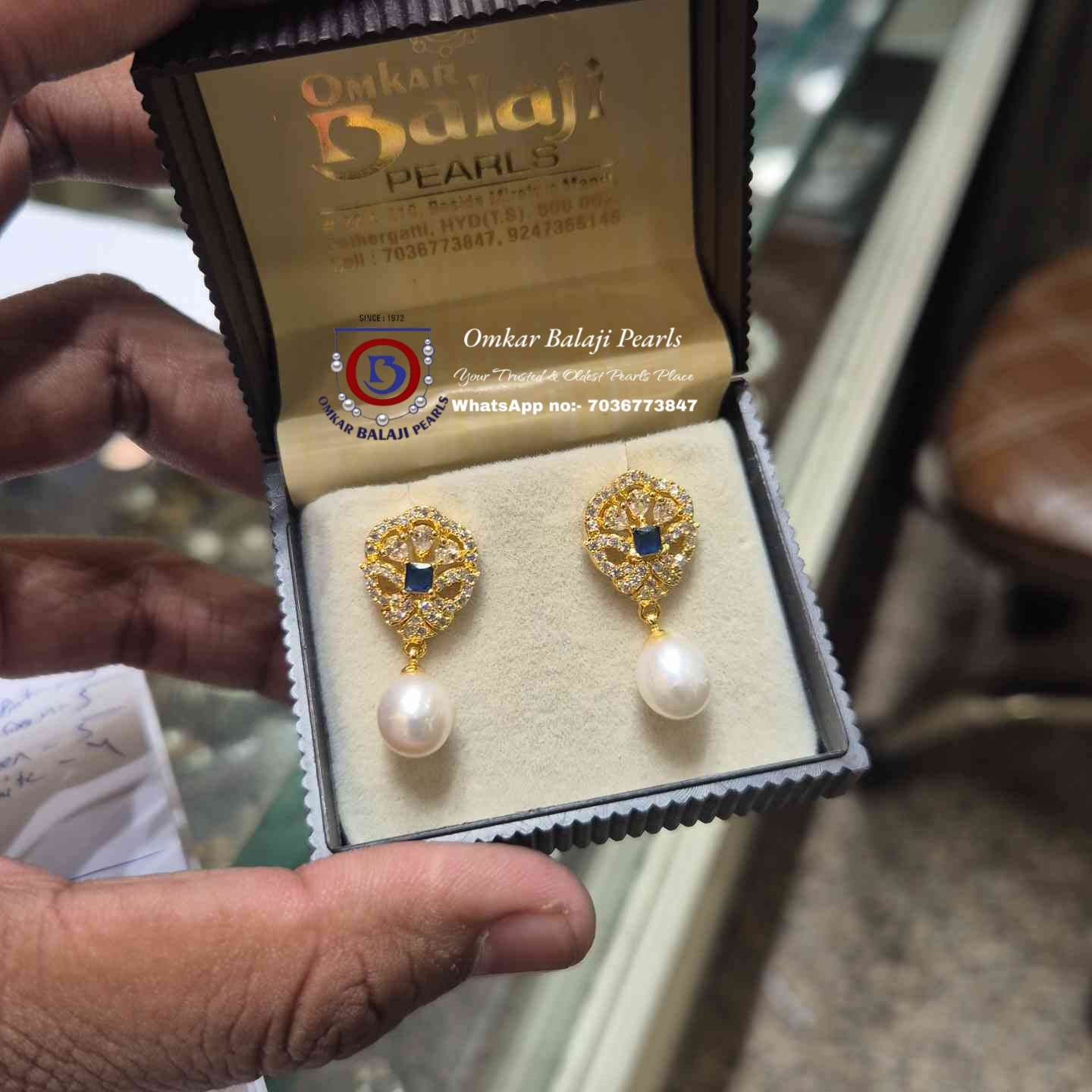 Pearls Earrings [ blue ]