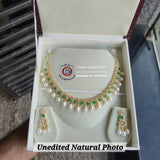 Green onyx & Real Pearls Necklace set
