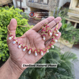 Red Necklace Set Of Real Pearls