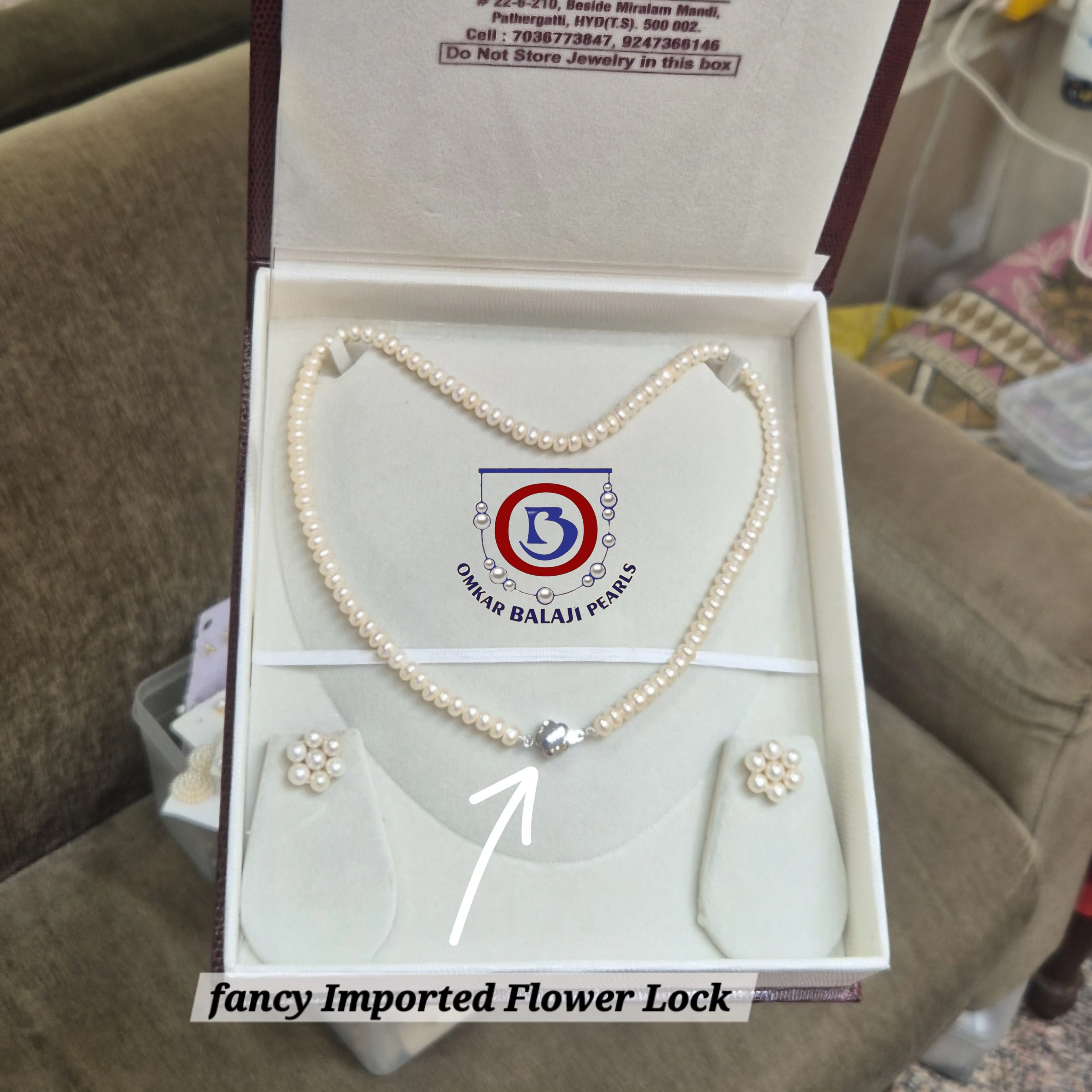 White Pearls Set with Flower Studs