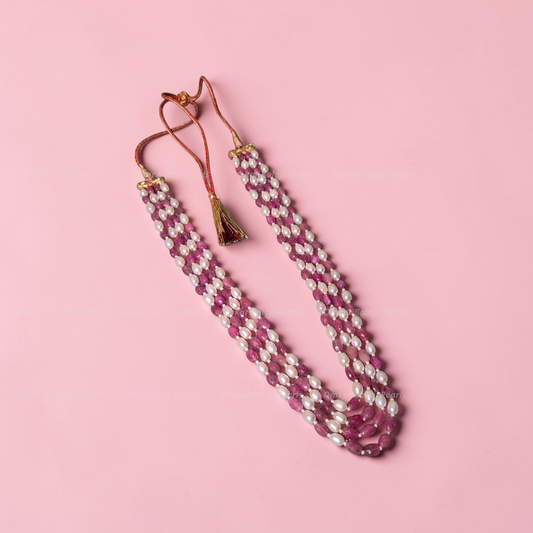Royal Ruby & Pearl Necklace Set 💎